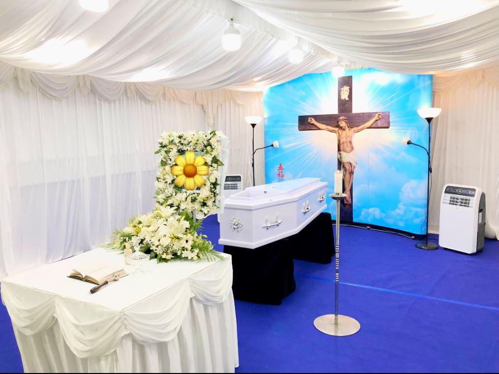 christian funeral set up